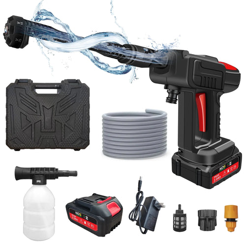 HoseFree cordless pressure washer, 970 PSI handheld unit with 6-in-1 nozzle