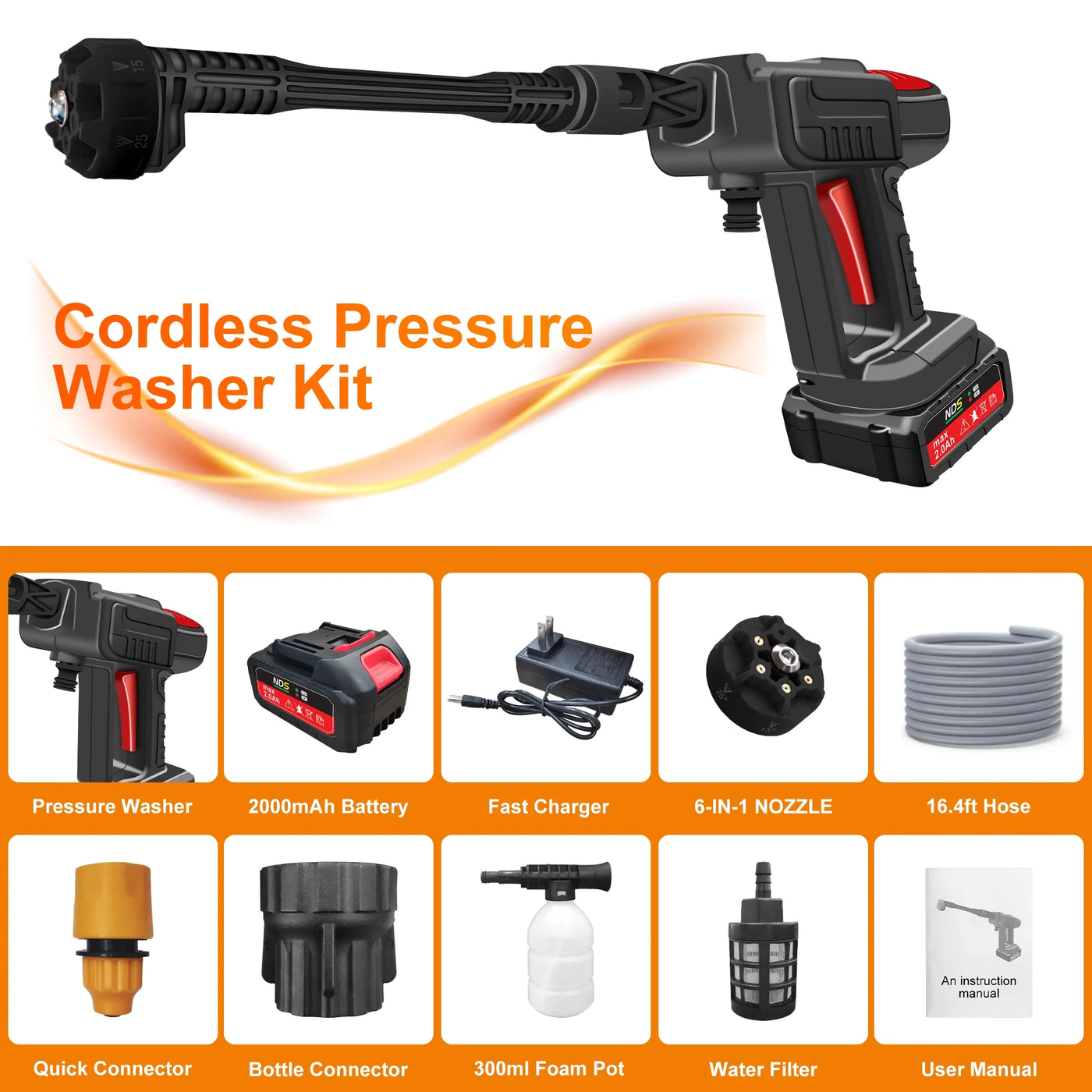 HoseFree cordless washer rinsing patio furniture without a garden hose
